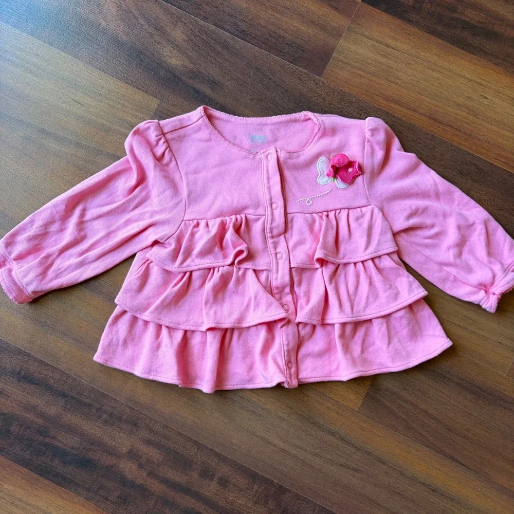 Gymboree Baby Girl Cardigan 12-18 Months Pink Ruffle Flower Cute Top